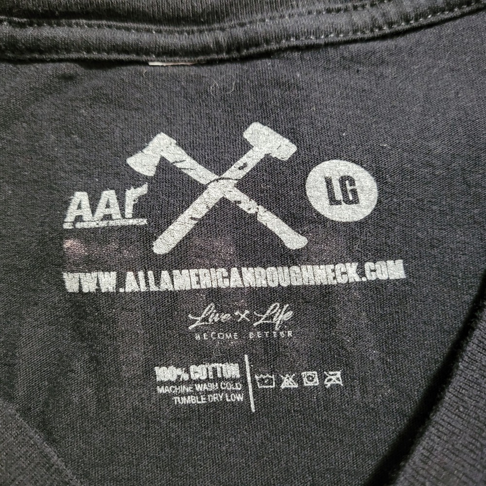 All American Roughneck AAR Shirt Mens‎ Large V-Neck Axe Hammer Logo Black - Picture 5 of 7